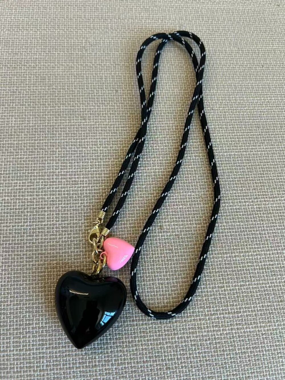 Roxanne Assoulin Black and Pink Heart Charm Necklace - Picture 2 of 2